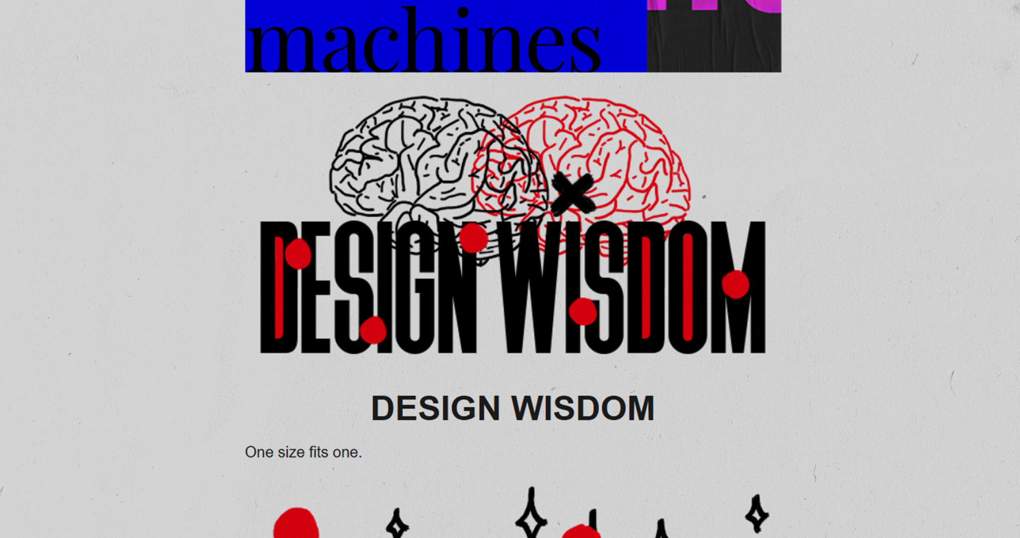 Screenshot of an email, featuring a collage-style illustration of the human brain, and a piece of creative typography reading: Design Wisdom.