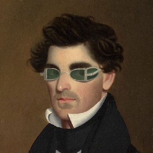 Portrait of a man wearing green-tinted vintage glasses.