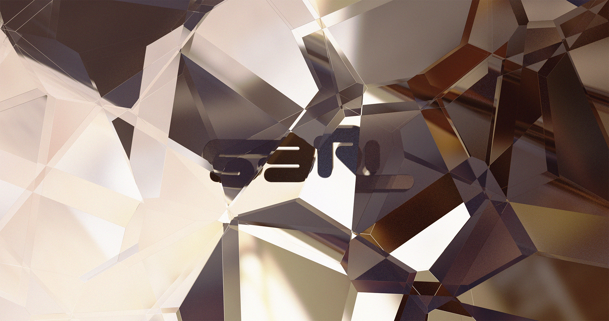 3D render of the S3RL logotype, distorted by a wall of shattered glass.